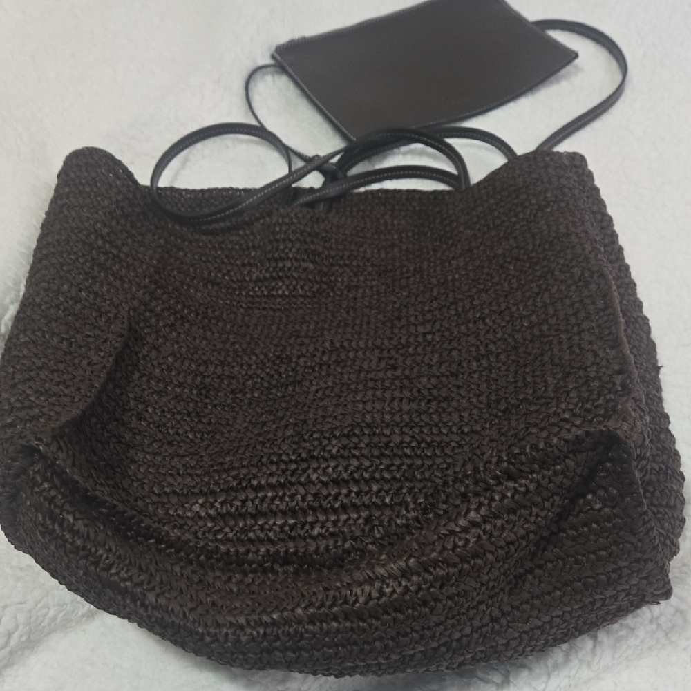 Zara Dark Brown Textured Shoulder Bag